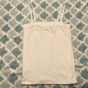 Size S? Unbranded white tube top with gray/taupe polka dots and removable straps
